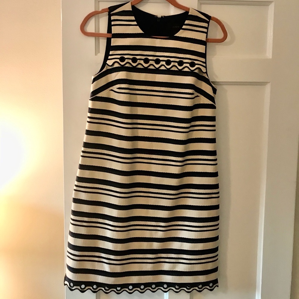 JCrew dress. Navy/cream stripes